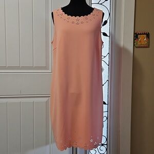 Alfred Sung Peach Cutout Eyelet Sleeveless Sheath Dress M